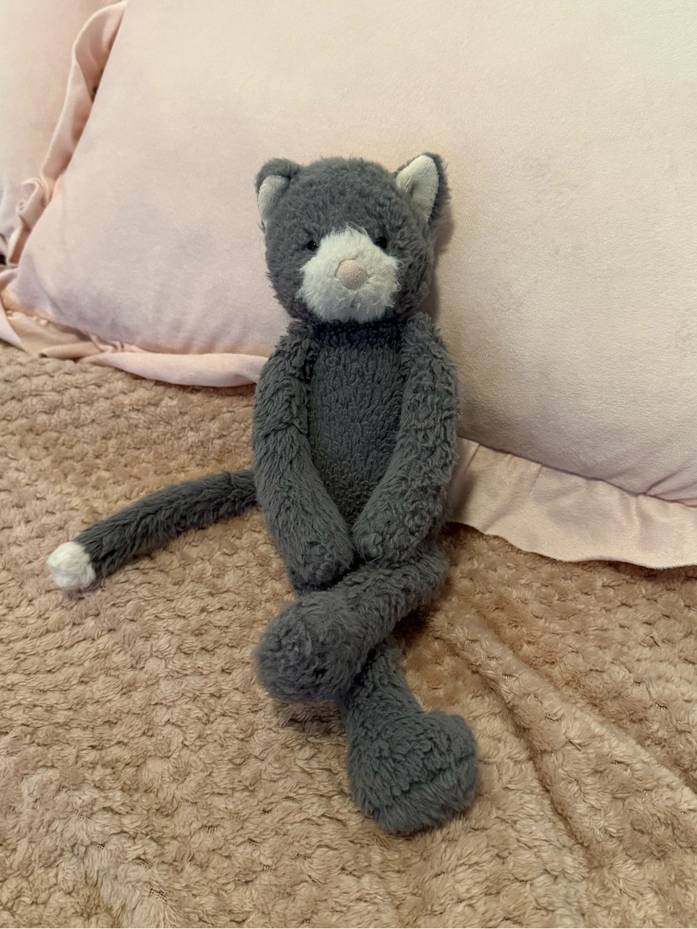 Jellycat Sweetie Kitten Gray & Cream Plush Cat with Long Tail